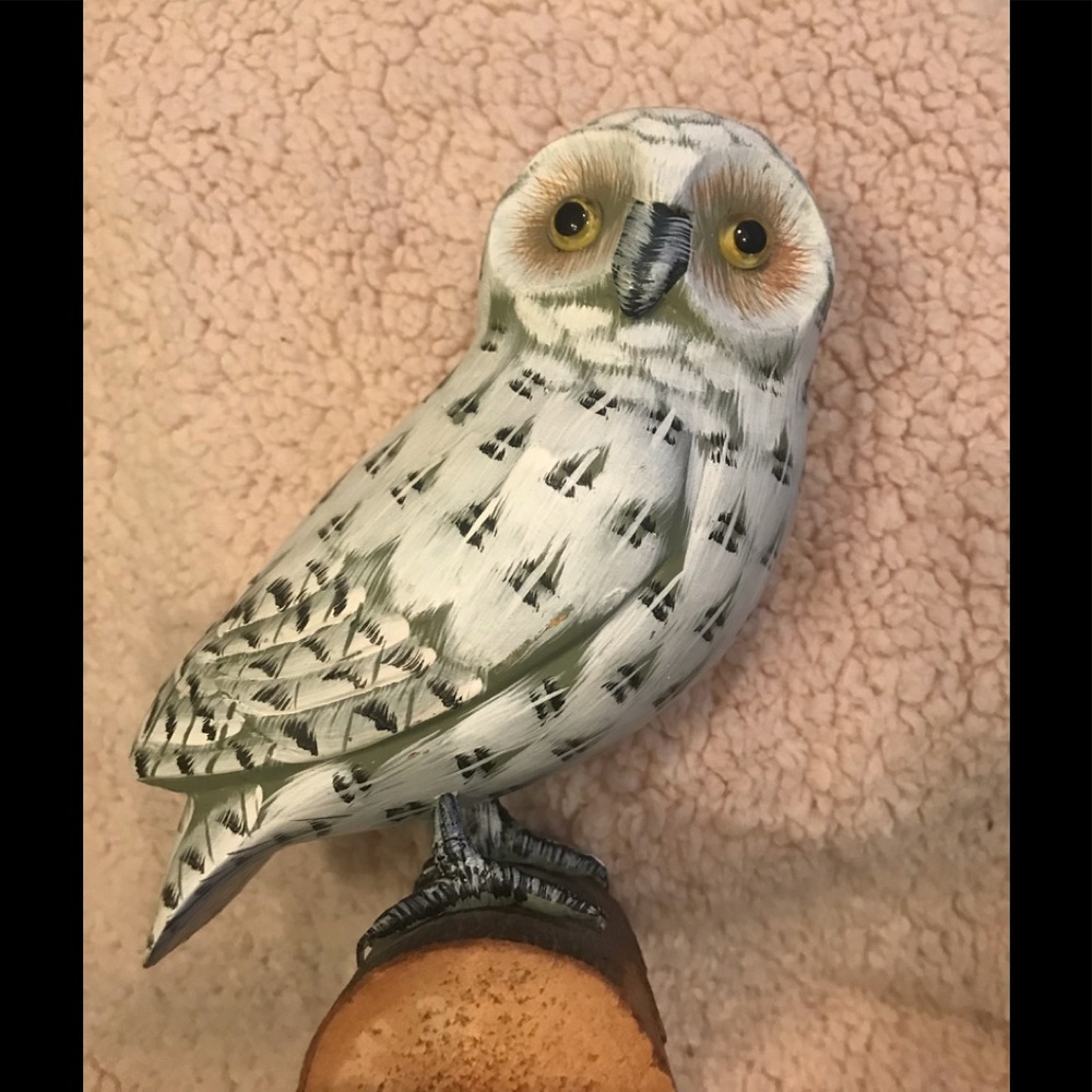 Hand painted hand carved wooden owl just beautiful
